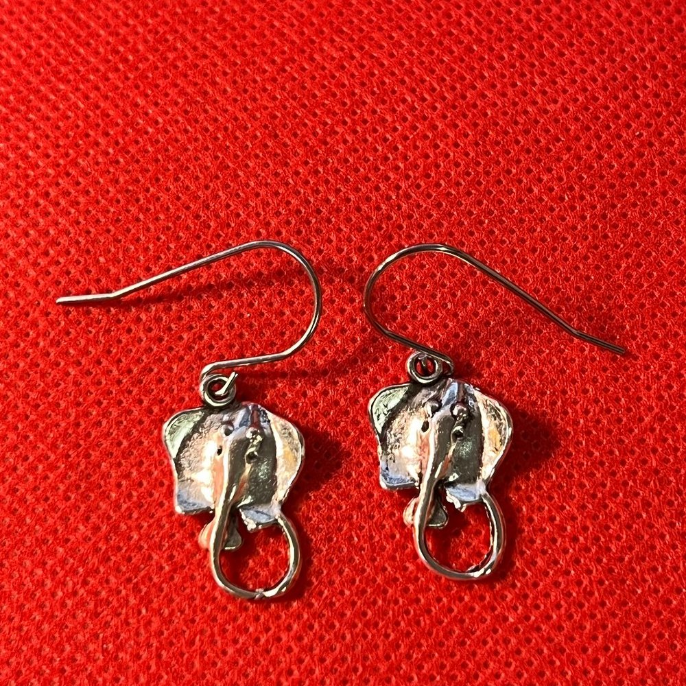 Stingray Silver Tone French Hook Pierced Earrings